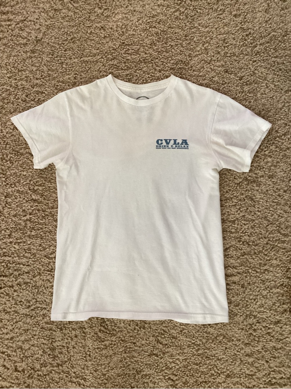 Tilly's White Short Sleeve Tee with Small Blue CVLA Logo